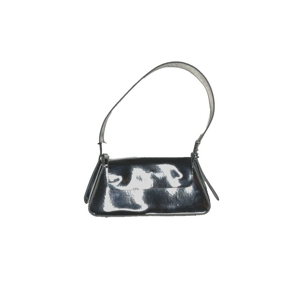 Zara Metallic Silver Mirror Minimal Flap Shoulder Bag Purse Winter Y2k Style - Picture 3 of 8